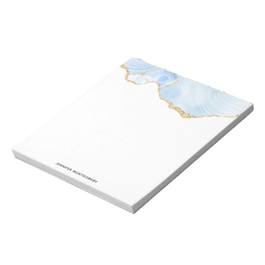 Bloc-note Élégant Cool Bleu Agate avec ruban Parties scintil (Tourné)