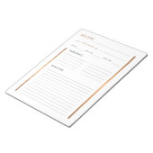 Bloc-note Élégant de la cuisine de feuille de recette vierge (Incliné)