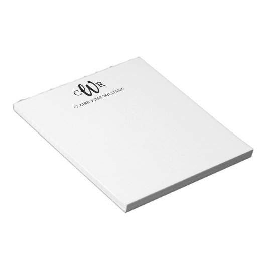 Bloc-note Élégant Design Moderne 3 Monogrammes Script initia (Incliné)