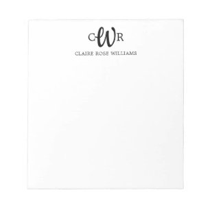 Bloc-note Élégant Design Moderne 3 Monogrammes Script initia