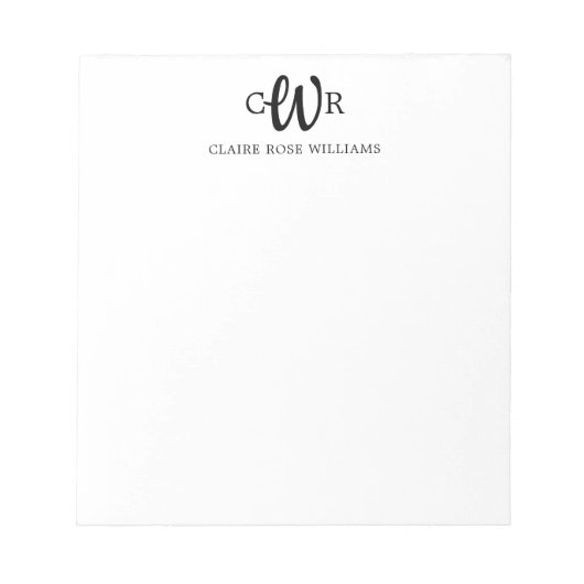 Bloc-note Élégant Design Moderne 3 Monogrammes Script initia (Devant)