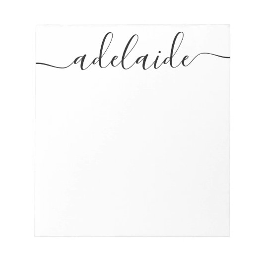Bloc-note Élégant Design moderne chic Script noir blanc Mono (Devant)