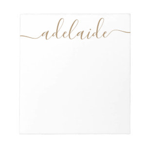 Bloc-note Élégant Design moderne chic Script or blanc Monogr