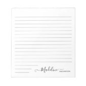 Bloc-note Élégant Design Moderne Script Fille Noir (Devant)