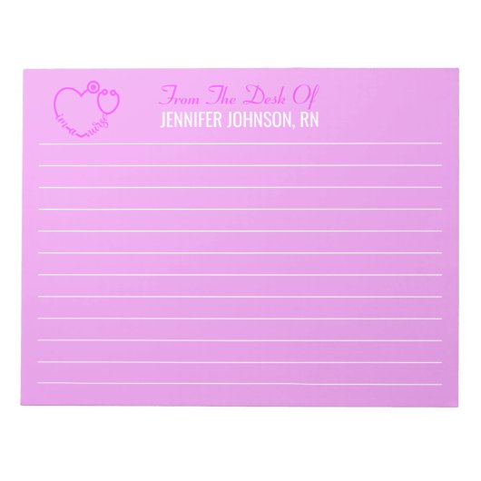 Bloc-note Élégant Du Bureau De L'Infirmière Stethoscope Nom (Devant)