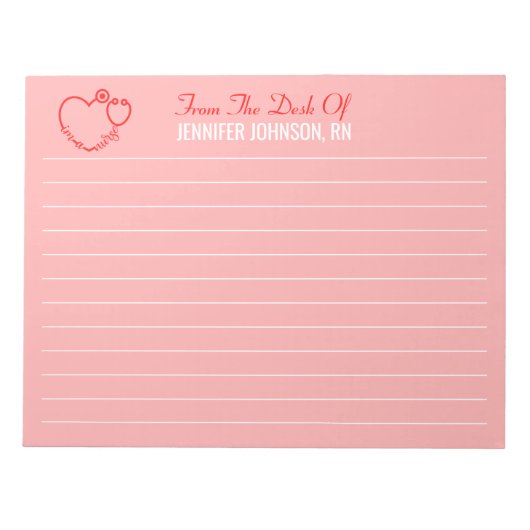 Bloc-note Élégant Du Bureau De L'Infirmière Stethoscope Nom (Devant)