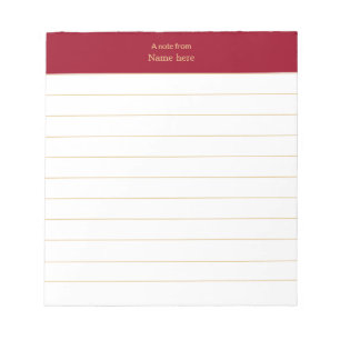 Bloc-note Élégant en-tête Maroon lié