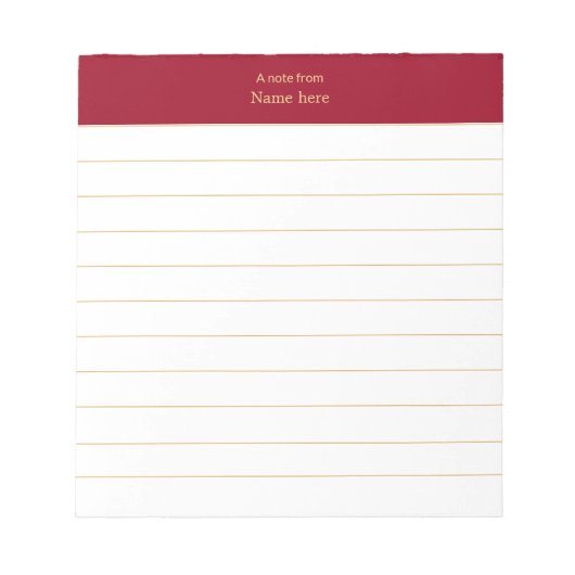 Bloc-note Élégant en-tête Maroon lié (Devant)