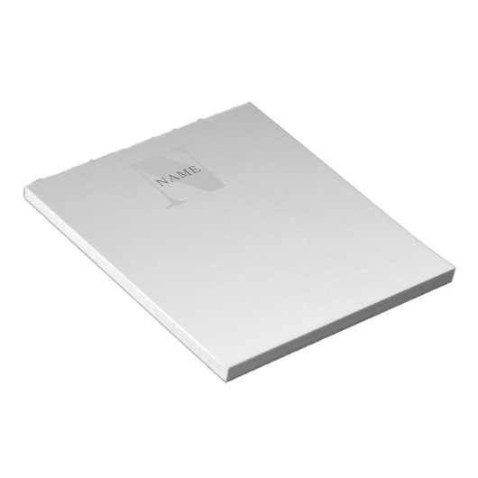 Bloc-note Élégant Faux Gris Argent Dégradé Monogramme Classi (Incliné)