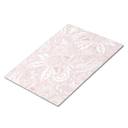 Bloc-note Elégant faux rose or design de mandala floral (Incliné)