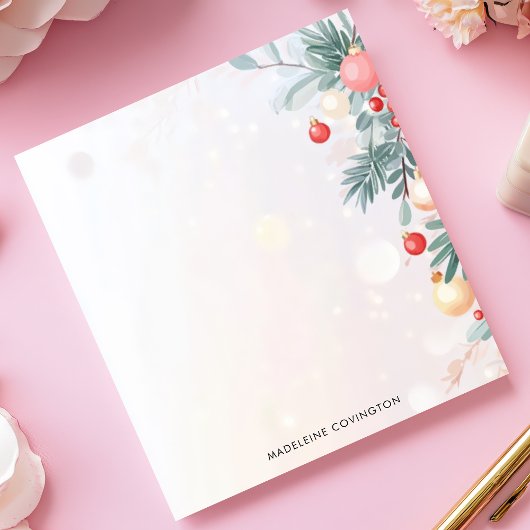 Bloc-note Élégant feuillage de Noël Nom personnalisé