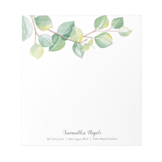 Bloc-note Elégant Feuilles d'Eucalyptus (Devant)