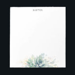 Bloc-note Elégant Feuilles d'or Succulents verdure<br><div class="desc">Aquarelle succulents et or vert feuille élégants blocs-notes</div>