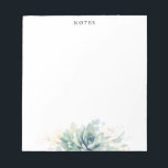 Bloc-note Elégant Feuilles d'or Succulents verdure<br><div class="desc">Aquarelle succulents et or vert feuille élégants blocs-notes</div>