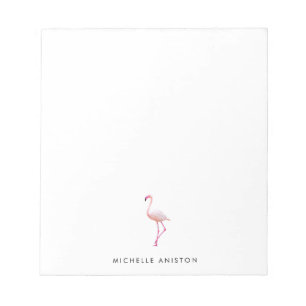 Bloc-note Elégant Flamant rose blanc rose personnalisé