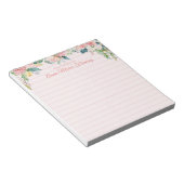 Bloc-note Élégant Floral Blush Pink Nom Linked (Incliné)