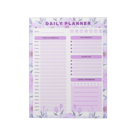 Bloc-note Elegant Floral Daily Planner Notepad (Tourné)