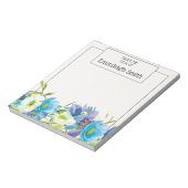 Bloc-note Élégant floral jardin aquarelle bleu blanc (Tourné)