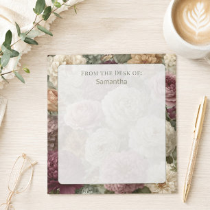 Bloc-note Élégant floral violet personnalisé avec nom