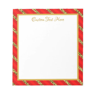 Bloc-note Elégant Glam Red Gold Parties scintillant Stripes