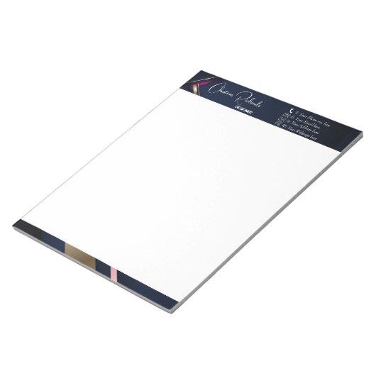 Bloc-note Elégant Gold Blue Rose Abstrait (Incliné)