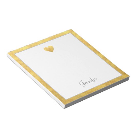 Bloc-note Elegant Gold Foil Border Heart Modern Script (Incliné)