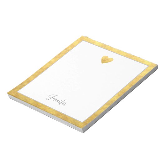 Bloc-note Elegant Gold Foil Border Heart Modern Script (Tourné)