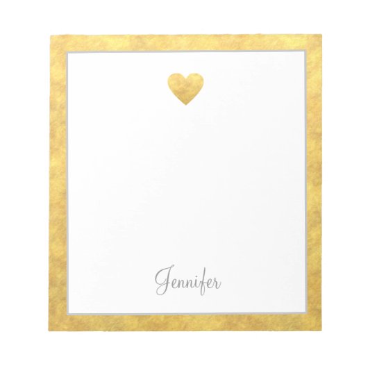 Bloc-note Elegant Gold Foil Border Heart Modern Script (Devant)