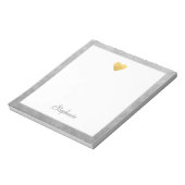 Bloc-note Elégant Gold Foil Heart Modern Script Personnalisé (Tourné)