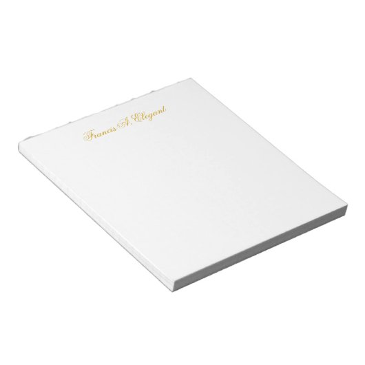 Bloc-note Elegant Gold Script Personalized Note Pad (Incliné)