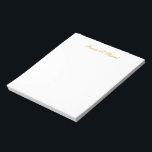 Bloc-note Elegant Gold Script Personalized Note Pad<br><div class="desc">Elegant gold script personalized note pad.</div>
