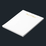 Bloc-note Elegant Gold Script Personalized Note Pad<br><div class="desc">Elegant gold script personalized note pad.</div>