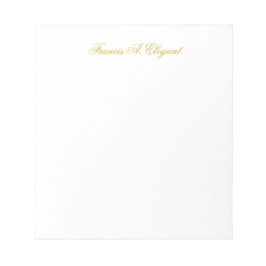 Bloc-note Elegant Gold Script Personalized Note Pad (Devant)