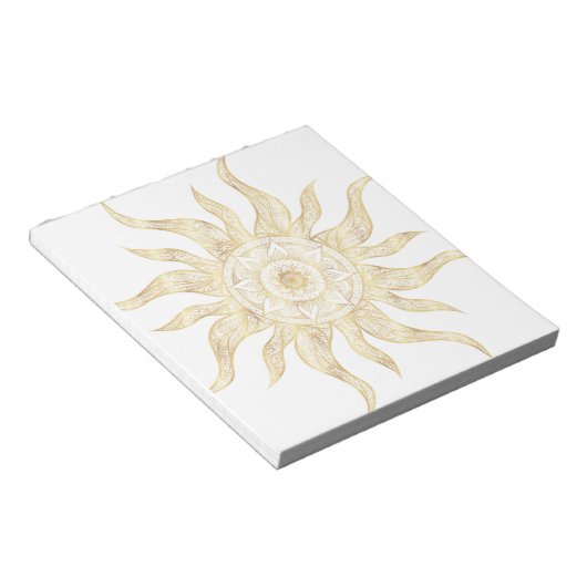 Bloc-note Elégant Gold Sun Mandala Design (Incliné)