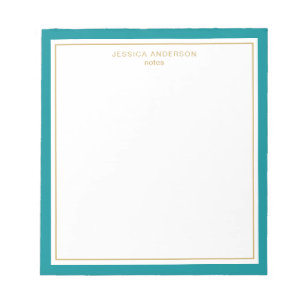 Bloc-note Élégant Gold Turquoise personnalisé
