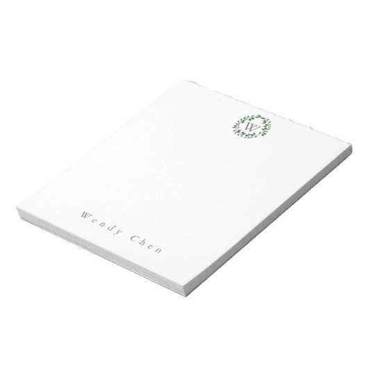 Bloc-note Elegant greenery monogram notepad (Tourné)