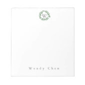 Bloc-note Elegant greenery monogram notepad (Devant)