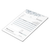 Bloc-note Élégant Gris Floral Line Modèle de facture d'entre (Incliné)