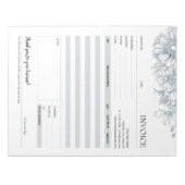 Bloc-note Élégant Gris Floral Line Modèle de facture d'entre (Devant)