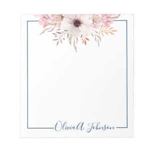 Bloc-note Elegant Hand Lettered Script Floral Notepad