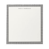 Bloc-note Élégant Houndstooth Monogramme Noir et Ivoire (Devant)