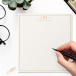 Bloc-note Elegant Ivory Gold Three Letter Monogram<br><div class="desc">Create your own personalized notepad with elegant three letter monogram initials and name with simple border design in ivory and gold color.</div>