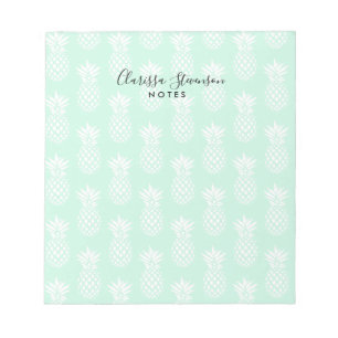 Bloc-note Élégant joli joli menthe vert ananas motif