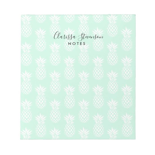 Bloc-note Élégant joli joli menthe vert ananas motif (Devant)