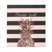 Bloc-note Élégant joli rose d'ananas et de bande rose (Devant)