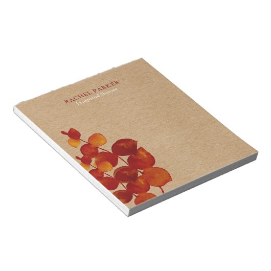 Bloc-note Élégant Kraft russe Feuille d'Eucalyptus (Incliné)