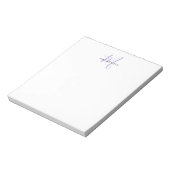 Bloc-note Élégant Lavande Blanche moderne Monogramme de scri (Tourné)