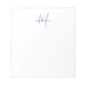 Bloc-note Élégant Lavande Blanche moderne Monogramme de scri (Devant)