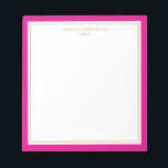 Bloc-note Elégant Magenta Gold Personnalisé<br><div class="desc">Ce bloc-notes est doté d'une bordure magenta épaisse et minimaliste et d'une fine bordure dorée. Personnalisez-le avec votre nom ou nom de société.</div>