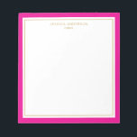 Bloc-note Elégant Magenta Gold Personnalisé<br><div class="desc">Ce bloc-notes est doté d'une bordure magenta épaisse et minimaliste et d'une fine bordure dorée. Personnalisez-le avec votre nom ou nom de société.</div>